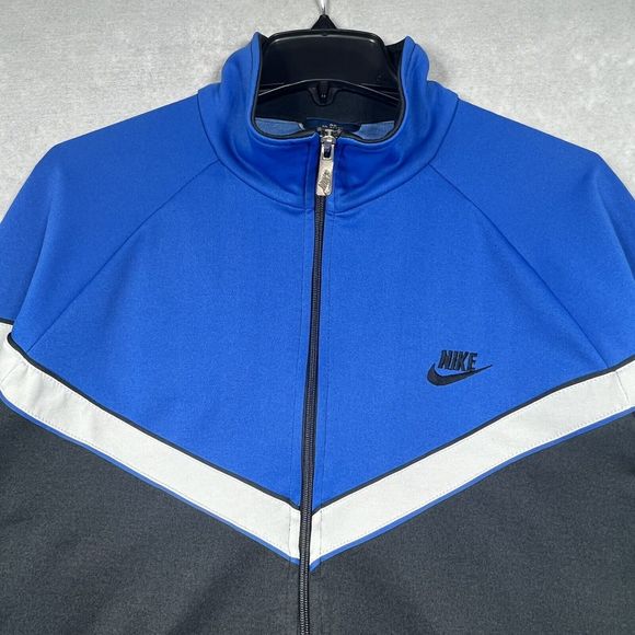 VTG NIKE Spell Out Swoosh Track Jacket Men’s Medium Blue Sweatshirt 80s Blue Tag - Picture 3 of 10